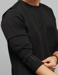 Black Full Sleeves Round Neck Tee