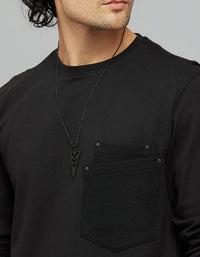 Black Full Sleeves Round Neck Tee