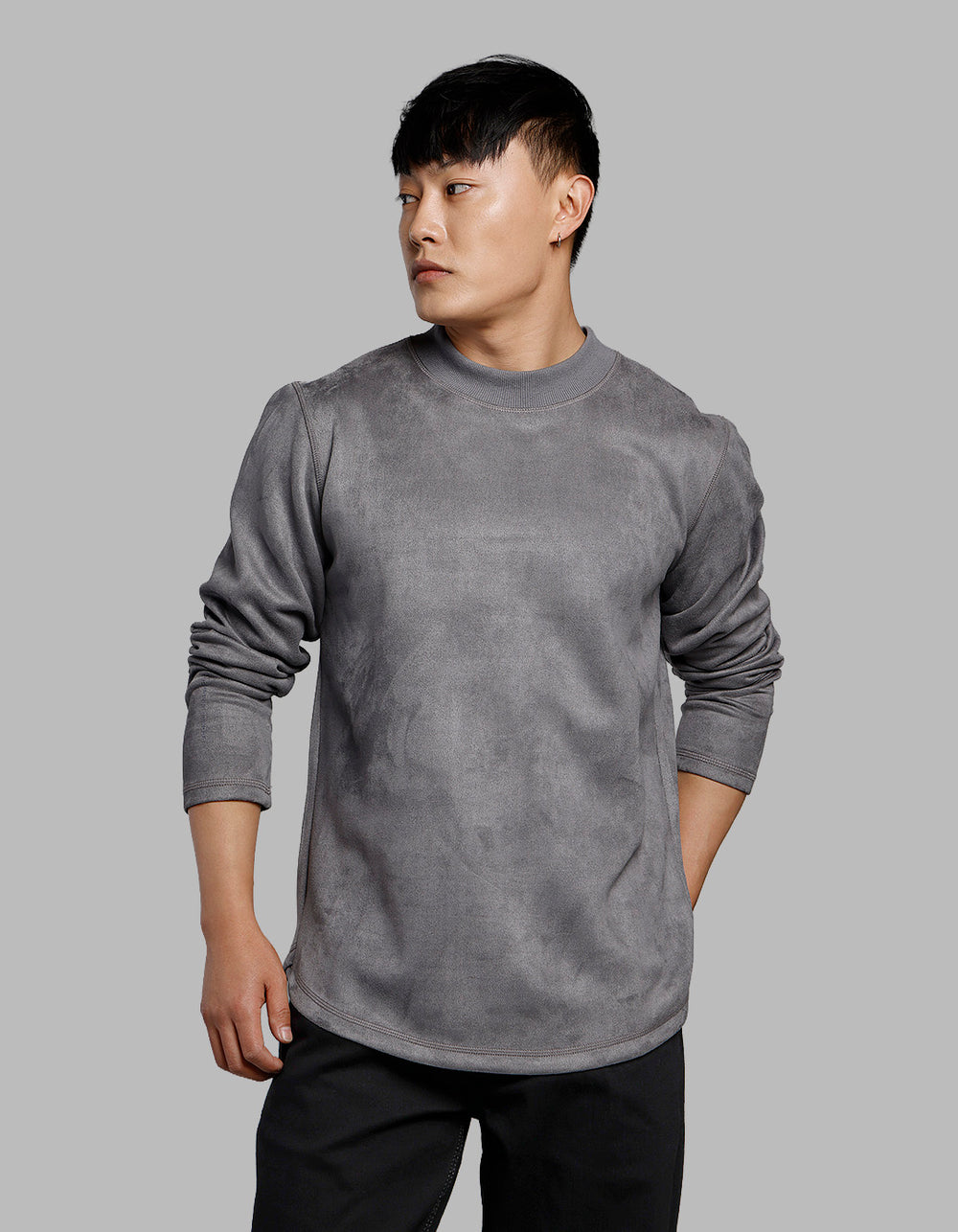 Dk Grey Full Sleeves Round Neck Tee