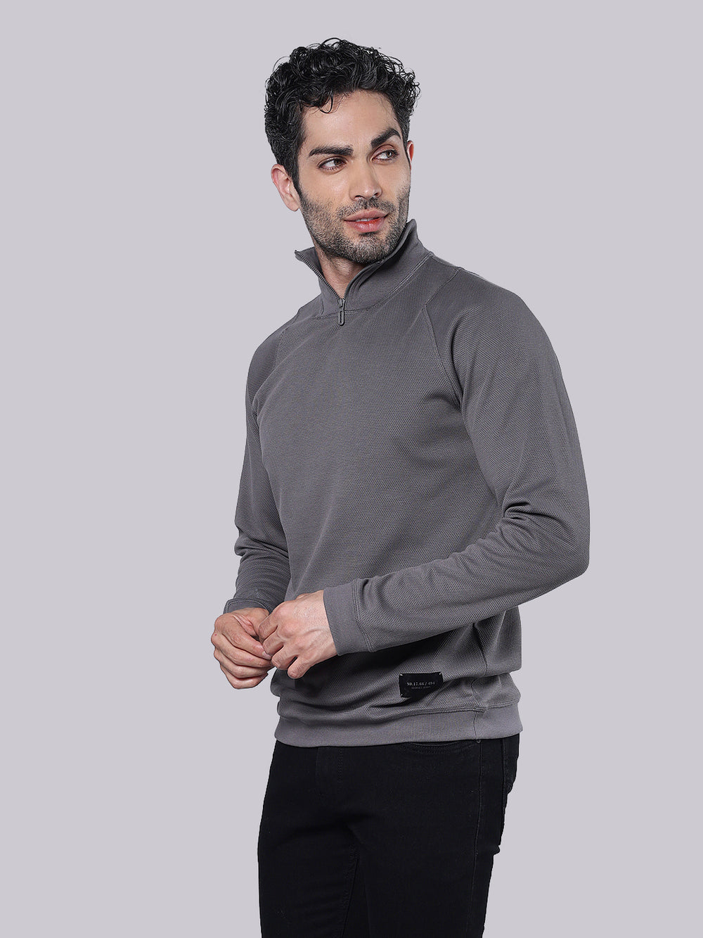 Anthra Grey High Neck Sweatshirt