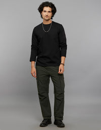 Black Full Sleeves Round Neck Tee