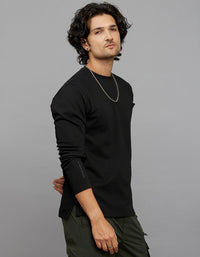 Black Full Sleeves Round Neck Tee