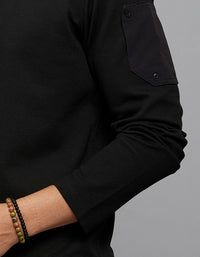 Black Full Sleeves Round Neck Tee