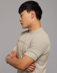 Stone Half Sleeves Round Neck Tee