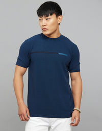 Navy Half Sleeves Round Neck Tee