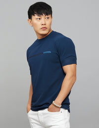 Navy Half Sleeves Round Neck Tee