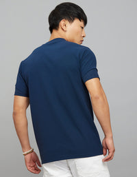 Navy Half Sleeves Round Neck Tee