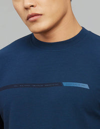 Navy Half Sleeves Round Neck Tee