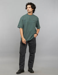 Green Half Sleeves Round Neck Oversized Tee