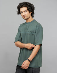 Green Half Sleeves Round Neck Oversized Tee