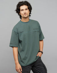 Green Half Sleeves Round Neck Oversized Tee