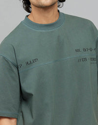 Green Half Sleeves Round Neck Oversized Tee