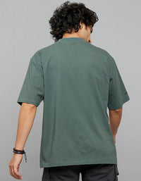 Green Half Sleeves Round Neck Oversized Tee