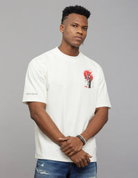 White Half Sleeves Round Neck Oversized Tee
