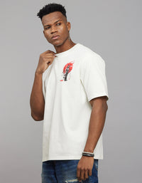 White Half Sleeves Round Neck Oversized Tee