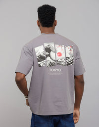 Dark Grey Half Sleeves Round Neck Oversized Tee