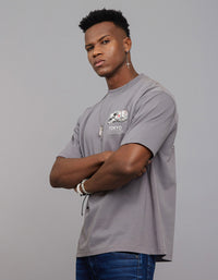 Dark Grey Half Sleeves Round Neck Oversized Tee