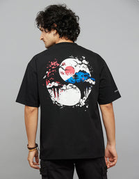 Black Half Sleeves Round Neck Oversized Tee