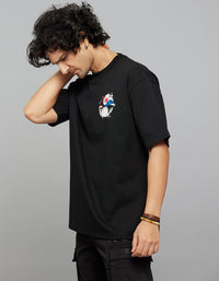 Black Half Sleeves Round Neck Oversized Tee
