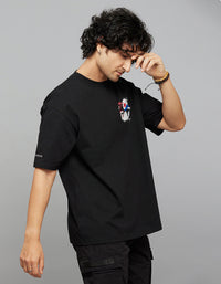 Black Half Sleeves Round Neck Oversized Tee
