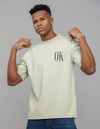 Mint Green Half Sleeves Round Neck Oversized Tee
