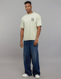 Mint Green Half Sleeves Round Neck Oversized Tee