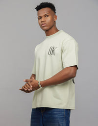 Mint Green Half Sleeves Round Neck Oversized Tee