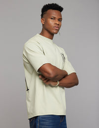 Mint Green Half Sleeves Round Neck Oversized Tee
