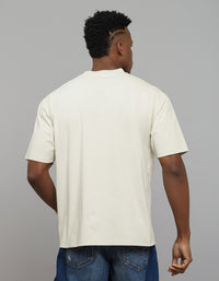 Cream Half Sleeves Round Neck Oversized Tee