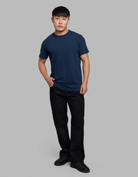 Navy Half Sleeves Round Neck Tee