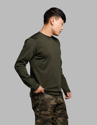 Dk Olive Full Sleeves Round Neck Tee