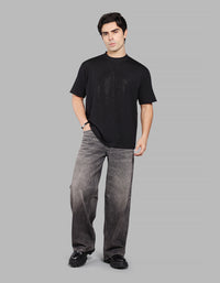 Black Half Sleeve Oversize Tee