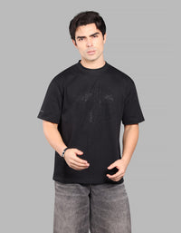 Black Half Sleeve Oversize Tee