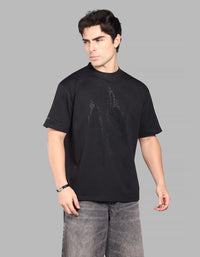 Black Half Sleeve Oversize Tee