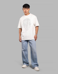 White Half Sleeve Oversize Tee