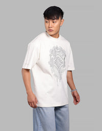 White Half Sleeve Oversize Tee