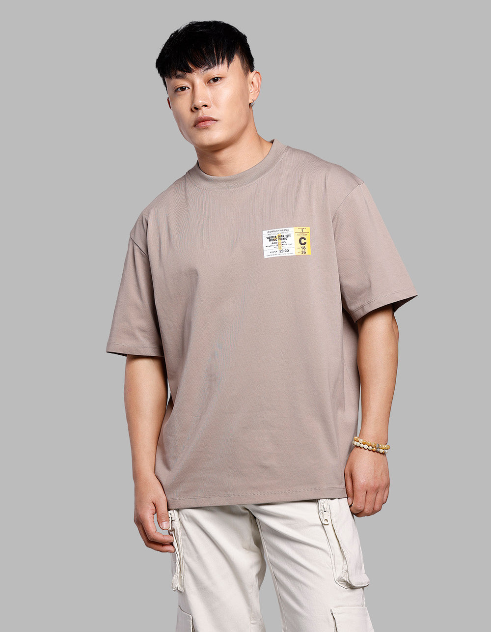 Sand Half Sleeves Oversize Tee