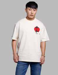 Beige Half Sleeves Oversize Tee
