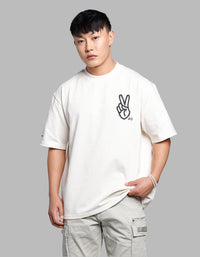 Off White Half Sleeves Oversize Tee