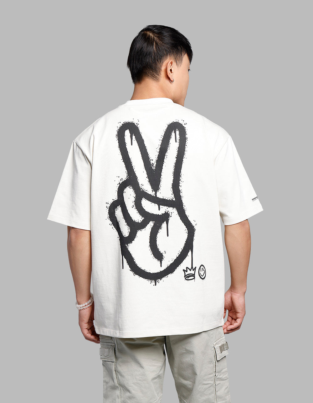 Off White Half Sleeves Oversize Tee