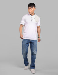 White Half Sleeve Pique Polo Tee
