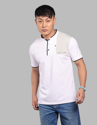 White Half Sleeve Pique Polo Tee