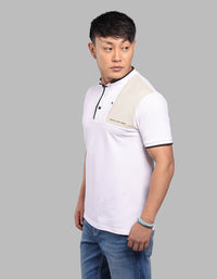 White Half Sleeve Pique Polo Tee
