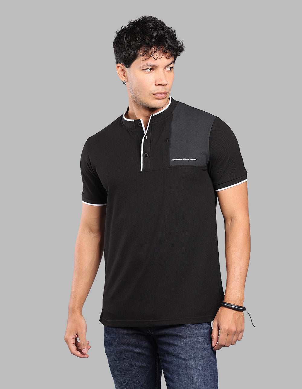 Black Half Sleeve Pique Polo Tee
