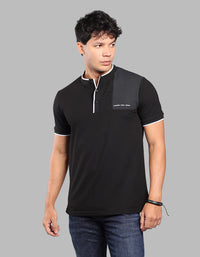 Black Half Sleeve Pique Polo Tee