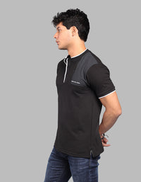 Black Half Sleeve Pique Polo Tee