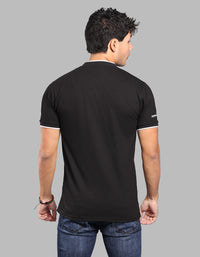 Black Half Sleeve Pique Polo Tee