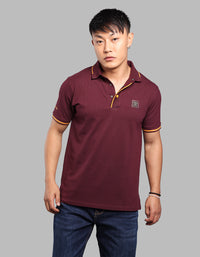 Wine Half Sleeve Pique Polo Tee