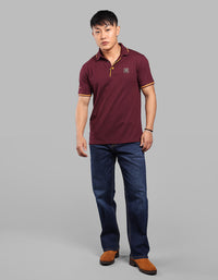 Wine Half Sleeve Pique Polo Tee