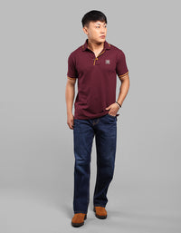 Wine Half Sleeve Pique Polo Tee